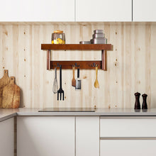 Load image into Gallery viewer, Gymax Entryway Hanging Wood Coat Rack Wall Mounted Upper Shelf w/ 3 Double Hooks Brown