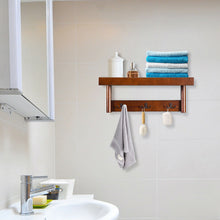 Load image into Gallery viewer, Gymax Entryway Hanging Wood Coat Rack Wall Mounted Upper Shelf w/ 3 Double Hooks Brown