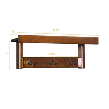 Load image into Gallery viewer, Gymax Entryway Hanging Wood Coat Rack Wall Mounted Upper Shelf w/ 3 Double Hooks Brown