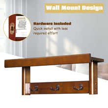 Load image into Gallery viewer, Gymax Entryway Hanging Wood Coat Rack Wall Mounted Upper Shelf w/ 3 Double Hooks Brown