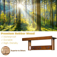 Load image into Gallery viewer, Gymax Entryway Hanging Wood Coat Rack Wall Mounted Upper Shelf w/ 3 Double Hooks Brown