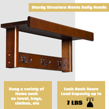 Load image into Gallery viewer, Gymax Entryway Hanging Wood Coat Rack Wall Mounted Upper Shelf w/ 3 Double Hooks Brown