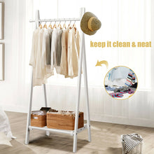Load image into Gallery viewer, Gymax A-Frame Wood Garment Rack Clothing Hanging Rack w/Storage Shelf Entryway Bedroom