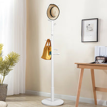 Load image into Gallery viewer, Gymax Wooden Coat Rack Stand Entryway Hall Tree 2 Adjustable Height w/ 10 Hooks White