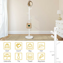 Load image into Gallery viewer, Gymax Wooden Coat Rack Stand Entryway Hall Tree 2 Adjustable Height w/ 10 Hooks White