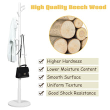 Load image into Gallery viewer, Gymax Wooden Coat Rack Stand Entryway Hall Tree 2 Adjustable Height w/ 10 Hooks White