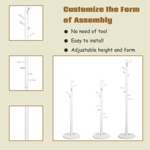 Load image into Gallery viewer, Gymax Wooden Coat Rack Stand Entryway Hall Tree 2 Adjustable Height w/ 10 Hooks White