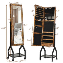 Load image into Gallery viewer, Gymax Vintage Jewelry Armoire Cabinet Mirrored Lockable Organizer With Shelf & Wheels
