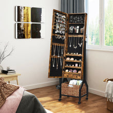 Load image into Gallery viewer, Gymax Vintage Jewelry Armoire Cabinet Mirrored Lockable Organizer With Shelf & Wheels
