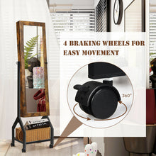 Load image into Gallery viewer, Gymax Vintage Jewelry Armoire Cabinet Mirrored Lockable Organizer With Shelf & Wheels
