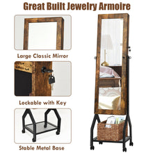 Load image into Gallery viewer, Gymax Vintage Jewelry Armoire Cabinet Mirrored Lockable Organizer With Shelf & Wheels