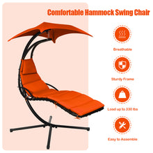 Load image into Gallery viewer, Gymax Patio Hammock Swing Chair Hanging Chaise w/ Cushion Pillow Canopy Orange
