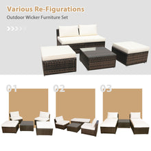 Load image into Gallery viewer, Gymax 5PCS Outdoor Furniture Set Patio Rattan Armless Chair & Ottoman w/ Cushion