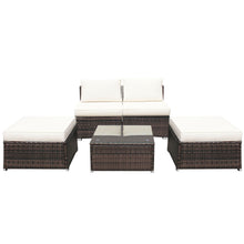 Load image into Gallery viewer, Gymax 5PCS Outdoor Furniture Set Patio Rattan Armless Chair & Ottoman w/ Cushion
