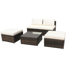 Load image into Gallery viewer, Gymax 5PCS Outdoor Furniture Set Patio Rattan Armless Chair & Ottoman w/ Cushion