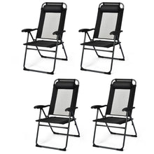 Load image into Gallery viewer, Gymax 4PC Folding Chairs Adjustable Reclining Chairs with Headrest Patio Garden Black