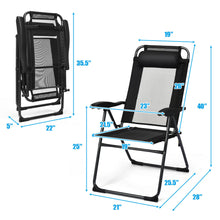 Load image into Gallery viewer, Gymax 4PC Folding Chairs Adjustable Reclining Chairs with Headrest Patio Garden Black