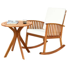 Load image into Gallery viewer, Gymax 2PCS Patio Rocking Chair Set Round Table Solid Wood Cushioned Sofa Garden Deck