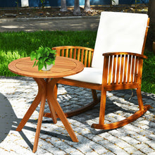 Load image into Gallery viewer, Gymax 2PCS Patio Rocking Chair Set Round Table Solid Wood Cushioned Sofa Garden Deck