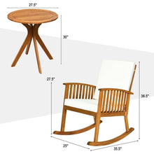 Load image into Gallery viewer, Gymax 2PCS Patio Rocking Chair Set Round Table Solid Wood Cushioned Sofa Garden Deck