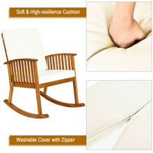 Load image into Gallery viewer, Gymax 2PCS Patio Rocking Chair Set Round Table Solid Wood Cushioned Sofa Garden Deck