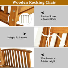 Load image into Gallery viewer, Gymax 2PCS Patio Rocking Chair Set Round Table Solid Wood Cushioned Sofa Garden Deck