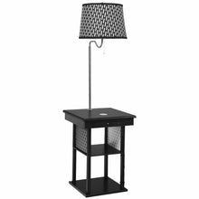 Load image into Gallery viewer, Gymax Floor Lamp End Table Modern Nightstand Bedside Desk w/ USB Charging Ports Shelves