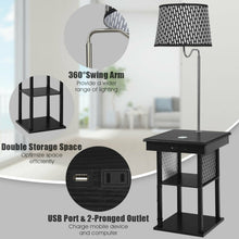 Load image into Gallery viewer, Gymax Floor Lamp End Table Modern Nightstand Bedside Desk w/ USB Charging Ports Shelves