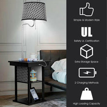 Load image into Gallery viewer, Gymax Floor Lamp End Table Modern Nightstand Bedside Desk w/ USB Charging Ports Shelves