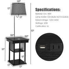 Load image into Gallery viewer, Gymax Floor Lamp End Table Modern Nightstand Bedside Desk w/ USB Charging Ports Shelves