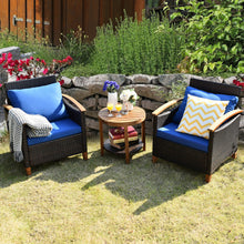 Load image into Gallery viewer, Gymax 3PCS Patio Wicker Rattan Conversation Set Outdoor Furniture Set w/ Cushion