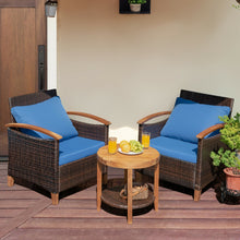 Load image into Gallery viewer, Gymax 3PCS Patio Wicker Rattan Conversation Set Outdoor Furniture Set w/ Cushion