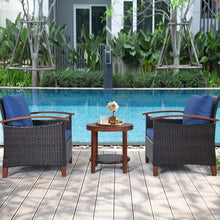 Load image into Gallery viewer, Gymax 3PCS Patio Wicker Rattan Conversation Set Outdoor Furniture Set w/ Cushion