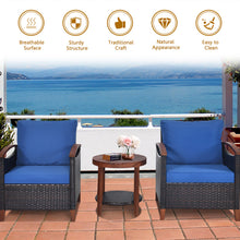 Load image into Gallery viewer, Gymax 3PCS Patio Wicker Rattan Conversation Set Outdoor Furniture Set w/ Cushion