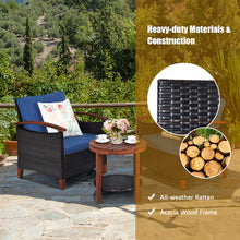 Load image into Gallery viewer, Gymax 3PCS Patio Wicker Rattan Conversation Set Outdoor Furniture Set w/ Cushion
