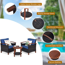 Load image into Gallery viewer, Gymax 3PCS Patio Wicker Rattan Conversation Set Outdoor Furniture Set w/ Cushion