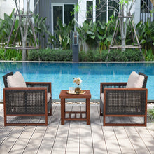 Load image into Gallery viewer, Gymax 3PCS Rattan Wicker Patio Conversation Set Outdoor Furniture Set w/ Cushion