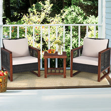 Load image into Gallery viewer, Gymax 3PCS Rattan Wicker Patio Conversation Set Outdoor Furniture Set w/ Cushion