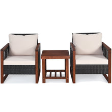 Load image into Gallery viewer, Gymax 3PCS Rattan Wicker Patio Conversation Set Outdoor Furniture Set w/ Cushion
