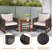 Load image into Gallery viewer, Gymax 3PCS Rattan Wicker Patio Conversation Set Outdoor Furniture Set w/ Cushion
