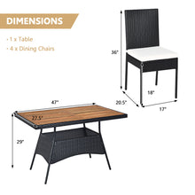 Load image into Gallery viewer, Gymax 5PCS Rattan Patio Dining Set Outdoor w/ Cushion Wooden Tabletop 4 Chairs