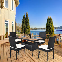 Load image into Gallery viewer, Gymax 5PCS Rattan Patio Dining Set Outdoor w/ Cushion Wooden Tabletop 4 Chairs