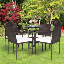 Load image into Gallery viewer, Gymax Set of 4 Rattan Wicker Dining Chairs Patio Outdoor w/ Cushion Armrest