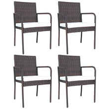 Load image into Gallery viewer, Gymax Set of 4 Rattan Wicker Dining Chairs Patio Outdoor w/ Cushion Armrest