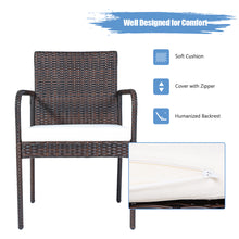 Load image into Gallery viewer, Gymax Set of 4 Rattan Wicker Dining Chairs Patio Outdoor w/ Cushion Armrest