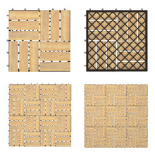 Load image into Gallery viewer, Gymax 10PCS 12'' x 12'' Acacia Wood Deck Tiles Interlocking Patio Pavers Check Pattern