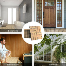 Load image into Gallery viewer, Gymax 10PCS 12'' x 12'' Acacia Wood Deck Tiles Interlocking Patio Pavers Check Pattern