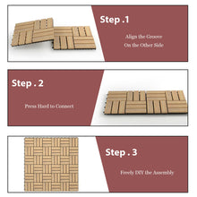 Load image into Gallery viewer, Gymax 10PCS 12'' x 12'' Acacia Wood Deck Tiles Interlocking Patio Pavers Check Pattern