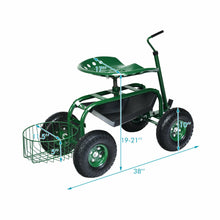 Load image into Gallery viewer, Gymax Rolling Garden Cart Scooter w/ Adjustable Seat Storage Basket Tray