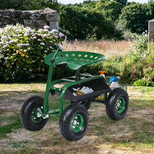 Load image into Gallery viewer, Gymax Rolling Garden Cart Scooter w/ Adjustable Seat Storage Basket Tray
